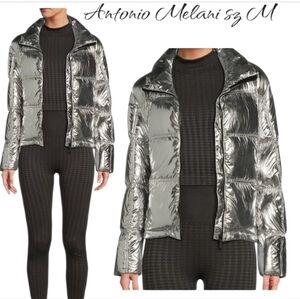 NWT ANTONIO MELANI Ski Metallic Silver Puffer Jacket sz M